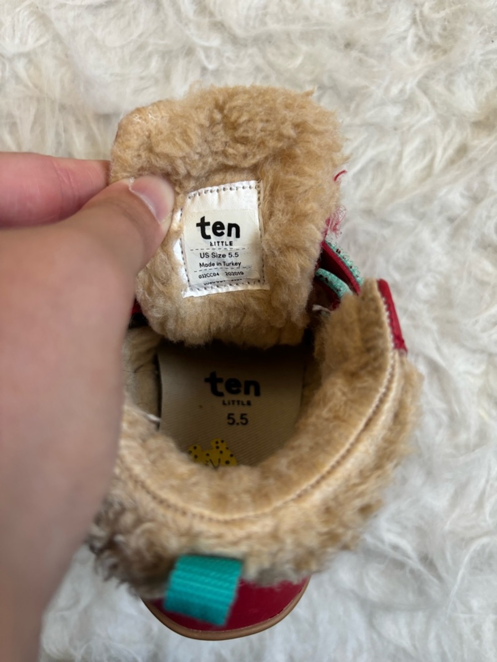 Ten Little Toddler Cozy Red Faux-Fur Lined Velcro Boots - Picture 3 of 5